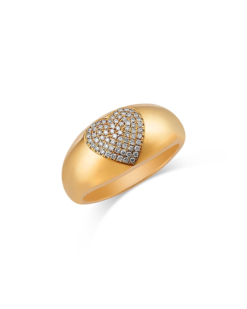 Bloomingdale's Fine Collection Diamond Heart Band Ring In 14k Yellow Gold, 0.18 Ct. T. W. In Gold/white
