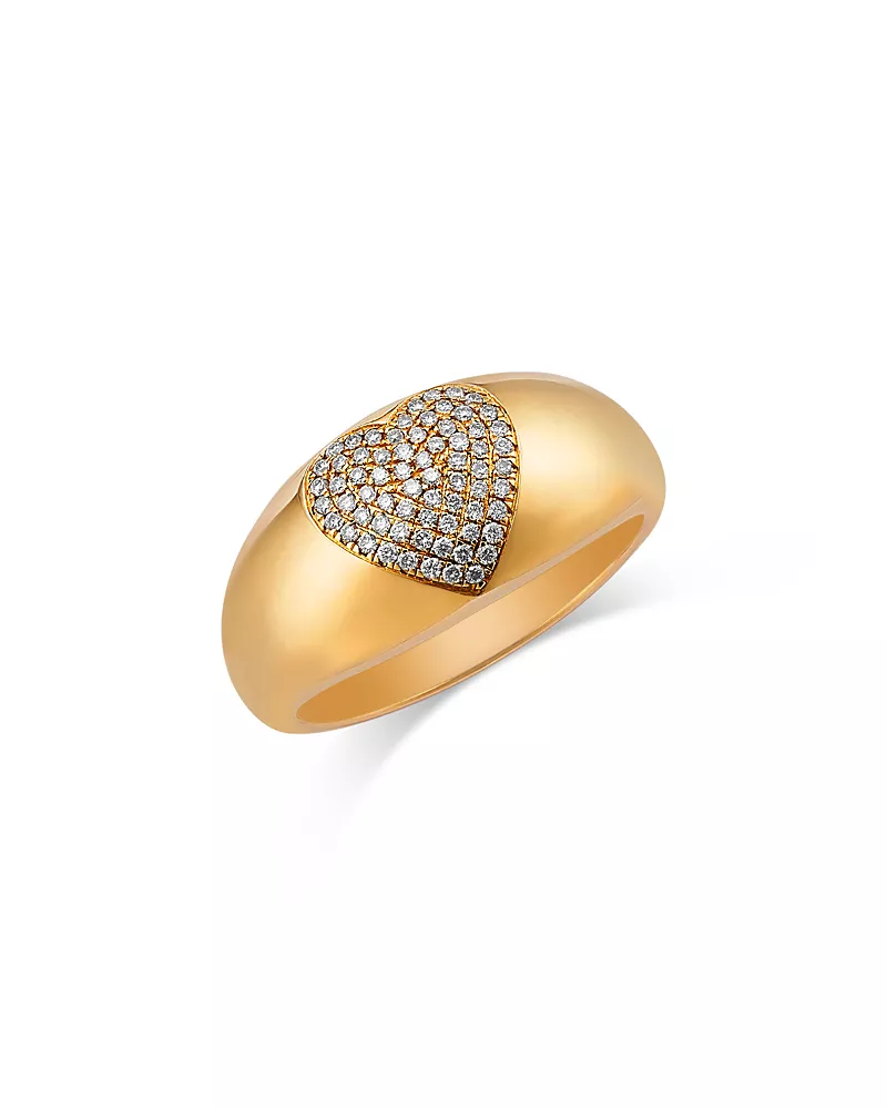 Bloomingdale's Fine Collection Diamond Heart Band Ring in 14K Yellow Gold, 0.18 tcw