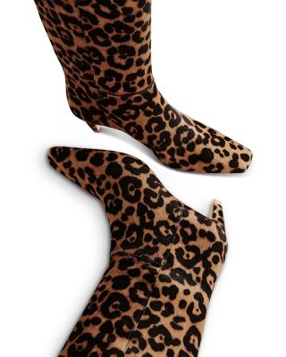 Women's Remy Leopard Print Calf Hair Knee High Boots