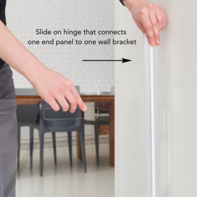 Clear Wall Mounted Zig Zag Pet Gate with Silver Latch, 6 Panel