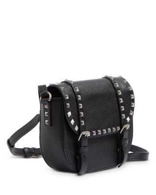 Men&#39;s Rockstud Textured Leather Messenger Bag