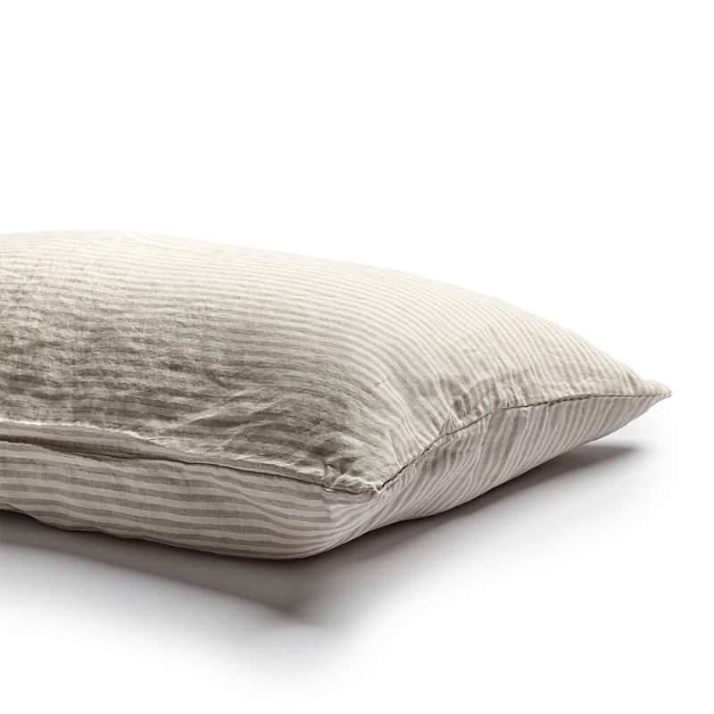 Piglet In Bed Linen Blend Pillowcase Pair, Standard In Oatmeal Stripe