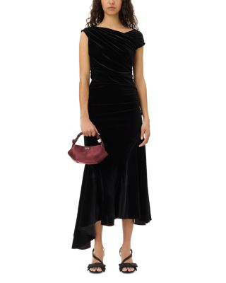 GANNI - Velvet Jersey Ruched Dress