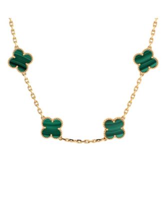 Pre-Owned Van Cleef & Arpels Vintage Alhambra 10 Motifs Necklace 18K Gold and Malachite