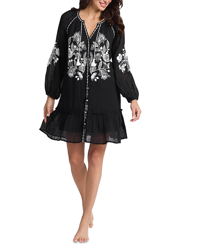 Tommy Bahama Linen Gauze Tunic Dress In Black