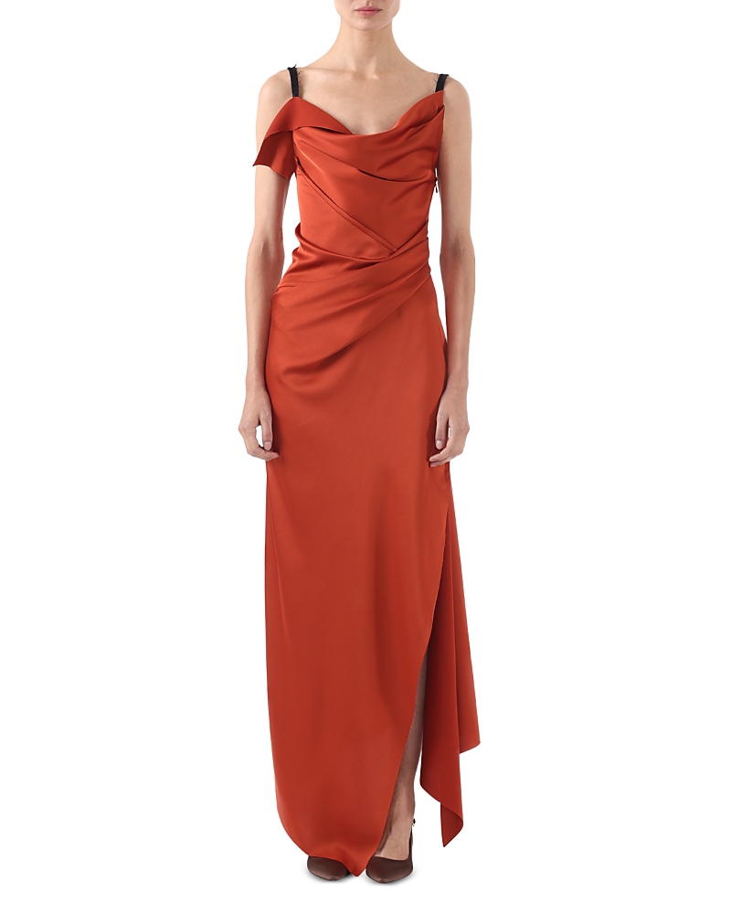 Jason Wu Collection Draped Cowl Neck Dress In Rust