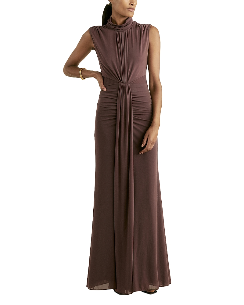 Reiss Womens Grape Daniella Sleeveless Stretch-woven Maxi Dress In Taupe