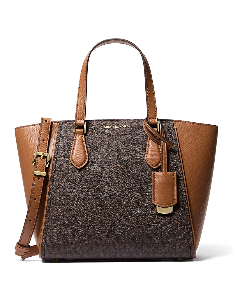 Michael Kors Taryn Printed Canvas Shoulder Bag In Brown