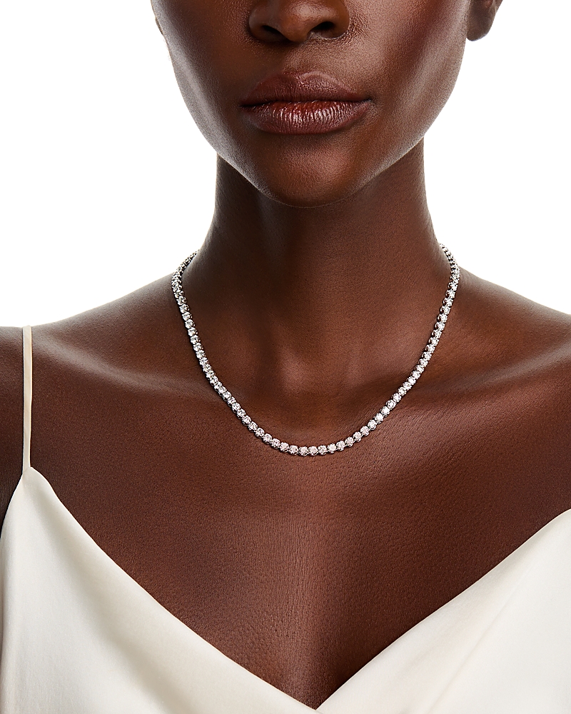 Bloomingdale's Fine Jewelry Diamond Crown Set Tennis Necklace in 14K White Gold, 10 tcw