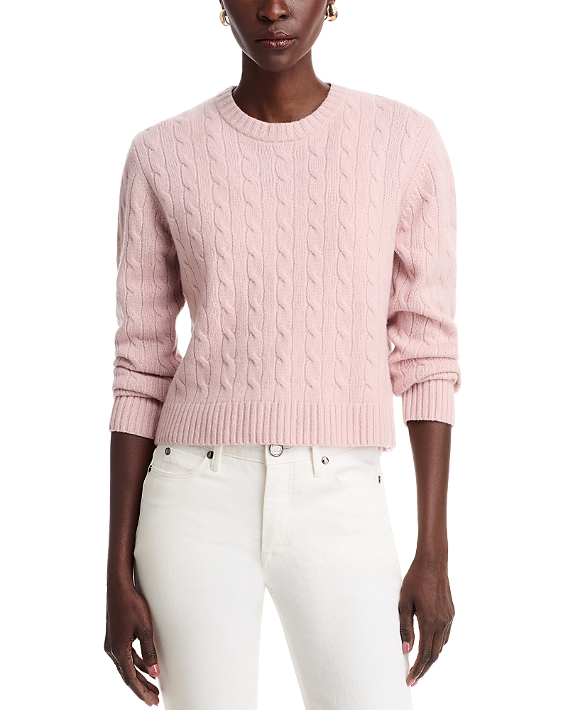 Shop Leset Zoe Cable Knit Crewneck Sweater In Desert Rose