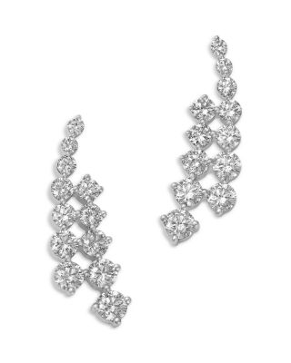 Diamond Ear Climbers in 14K White Gold, 0.91 tcw