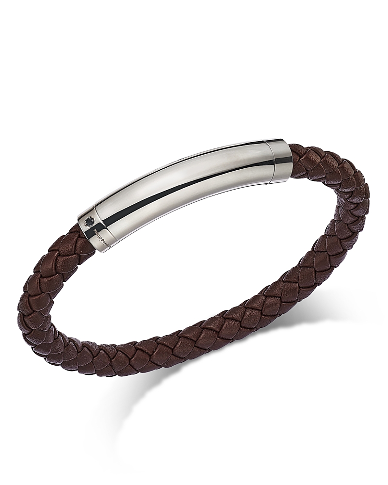 Bloomingdale’s Fine Collection Men’s Blue Sapphire Brown Woven Leather Bracelet in Sterling Silver