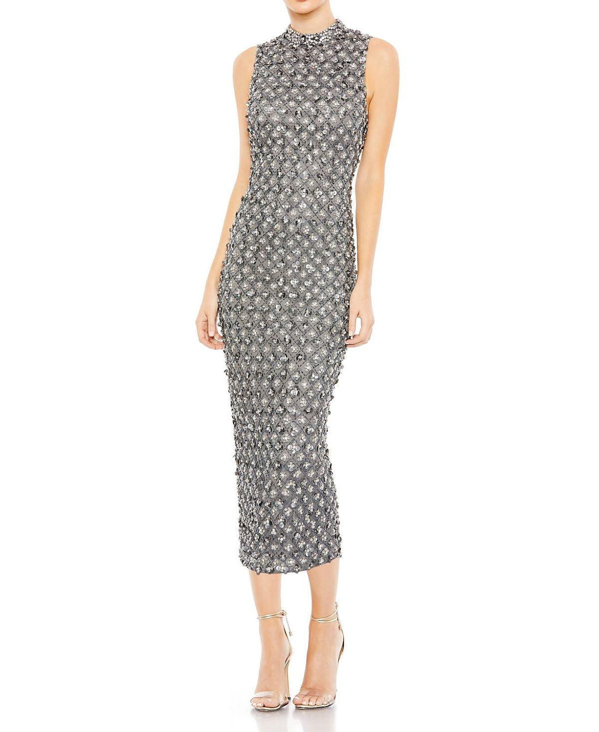 Mac Duggal Embellished High Neck Sleeveless Column Gown