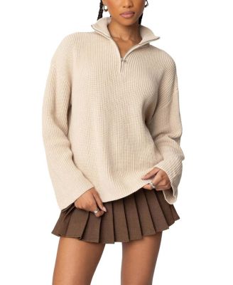 Amour High Neck Oversized Zip Sweater