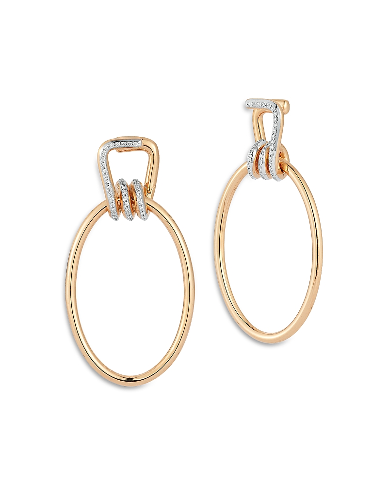 Walters Faith 18k Rose & White Gold Huxley Diamond Coil Link Drop Hoop Earrings In Pink