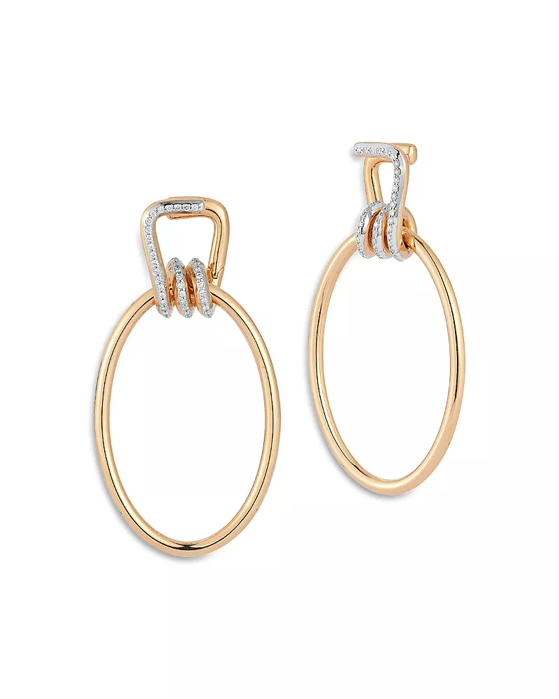 Walters Faith 18K Rose & White Gold Huxley Diamond Coil Link Drop Hoop Earrings