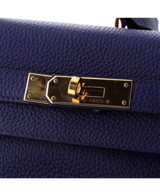 Kelly 28 Handbag Blue Togo with Gold Hardware