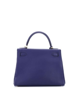 Kelly 28 Handbag Blue Togo with Gold Hardware