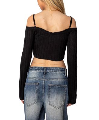 Triangle Hem Off Shoulder Sweater
