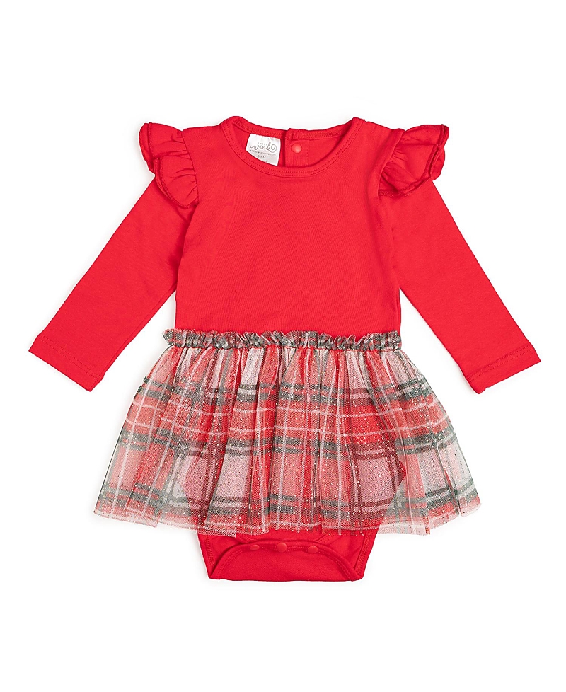 Sweet Wink Girls' Christmas Plaid Long Sleeve Tutu Bodysuit - Baby