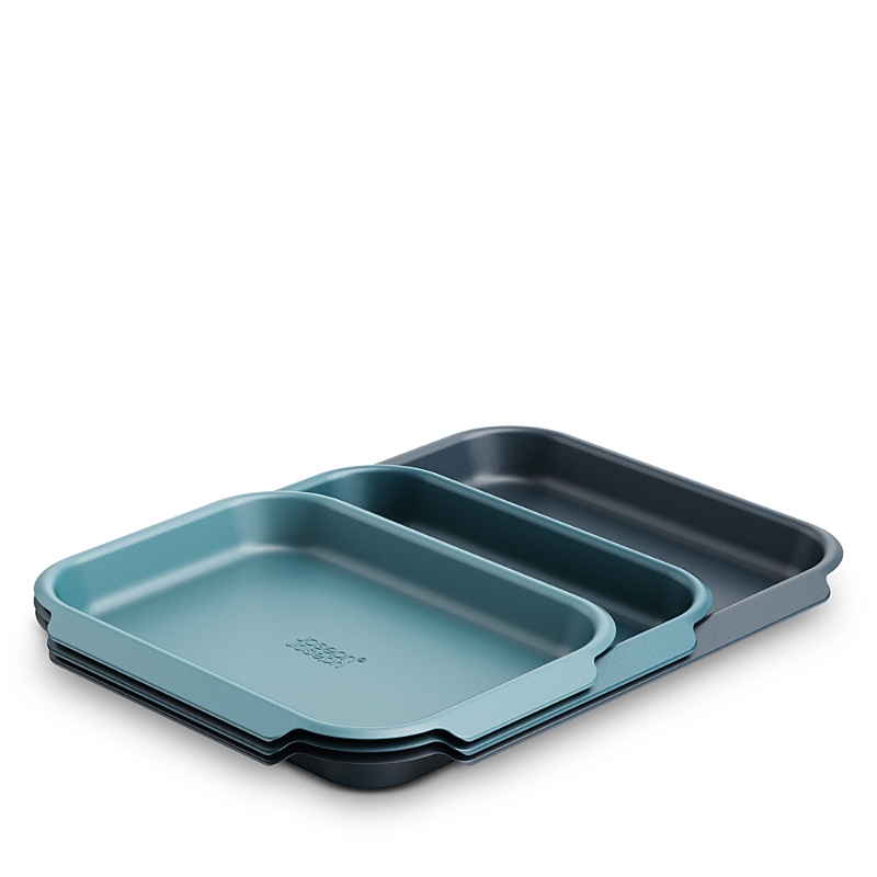 Joseph Joseph Nest Bake 3-piece Non-stick Cookie Sheet Set With Easy Pull Handles In Blue