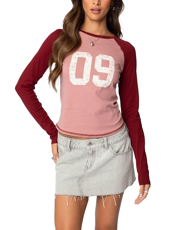 Shop Edikted 09 Raglan Long Sleeve T Shirt In Pink