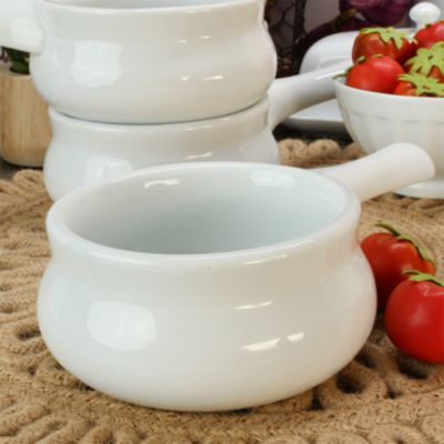 Onion Soup 12 oz. White Bowls, Set of 4 