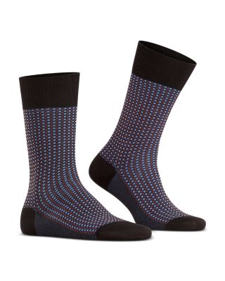 Uptown Tie Cotton & Nylon Grid Crew Socks