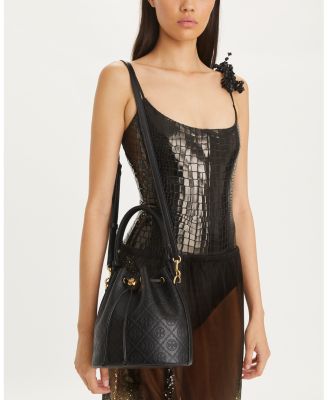 T Monogram Leather Bucket Bag
