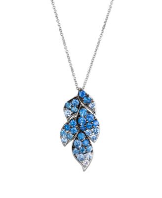 Bloomingdale's Fine Collection - Sapphire Ombr&eacute; & White Sapphire Pendant Necklace in 14K White Gold, 20"