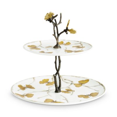 Butterfly Ginkgo 2 Tier Etagere