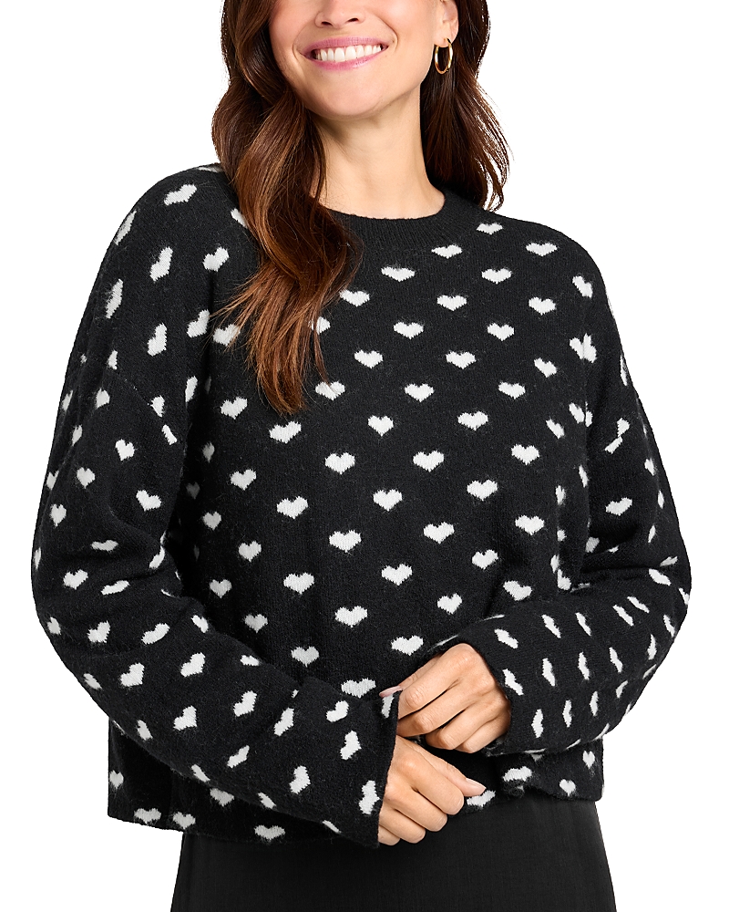 Splendid Lolly Hearts Jacquard Crewneck Sweater In Black/snow