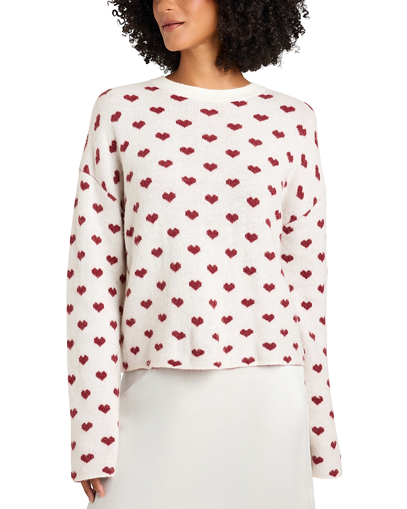 Splendid Lolly Hearts Sweater In Snow Heather/holly