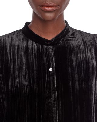 Crushed Velvet Mandarin Collar Shirt