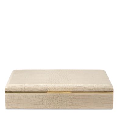 Classic Croc Embossed Leather Desk Box in Fawn