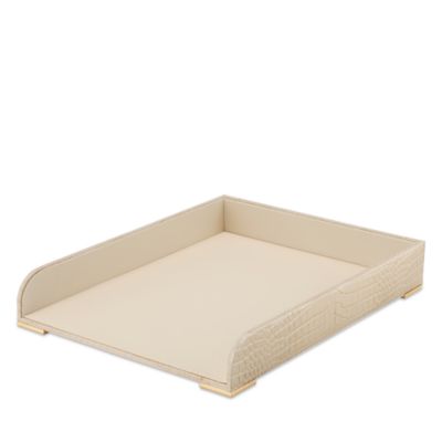 Classic Croc Embossed Leather Paper Tray in Fawn