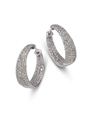 Roberto Coin - 18K White Gold Scalare Diamond Hoop Earrings