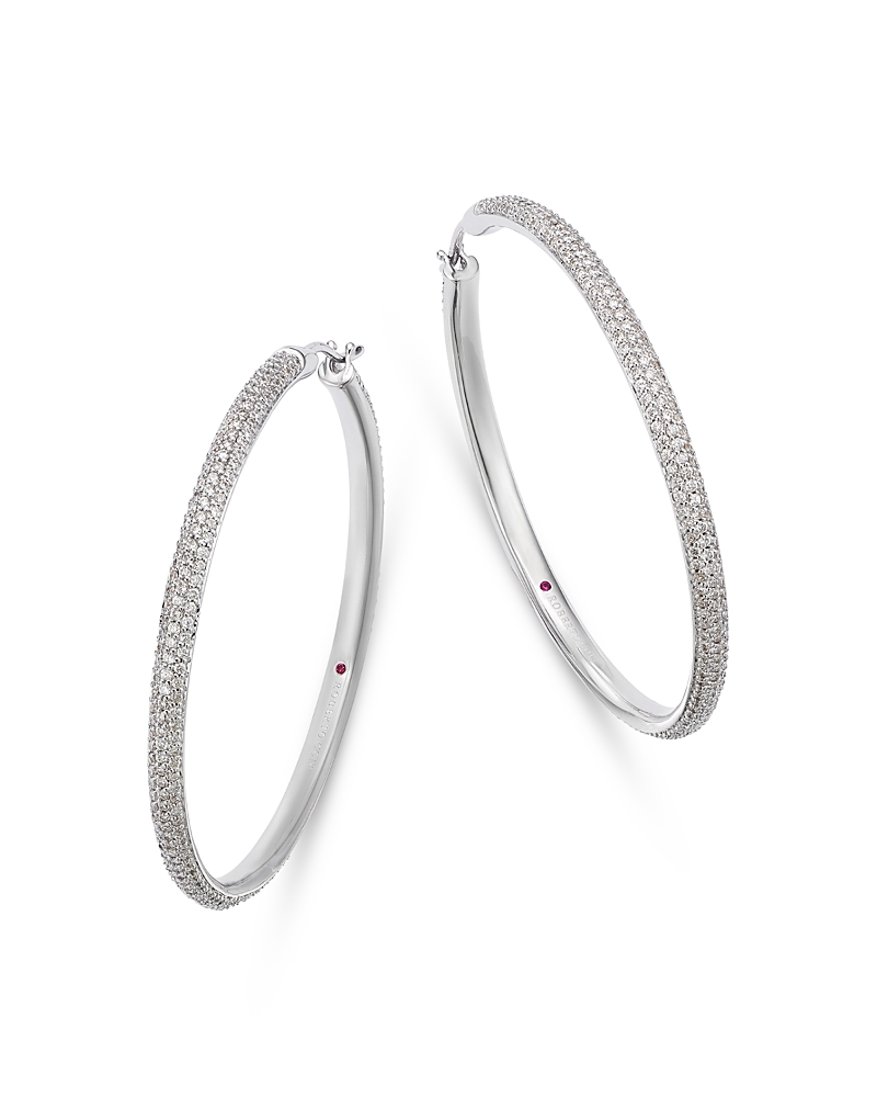 Roberto Coin 18k White Gold Diamond Hoop Earrings, 3.4 Ct. T. W. In White Gold