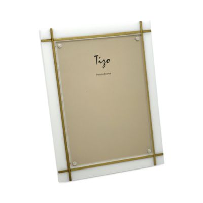 Solid White Lucite Picture Frame with Gold Inlay, 8" x 10"