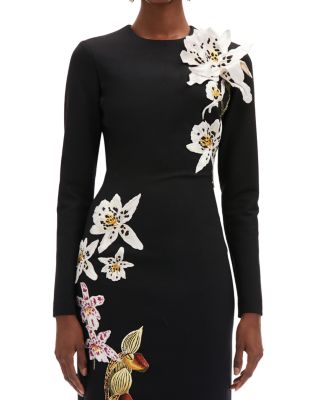 green emerald velvet dress Orchid Embroidered Dress - White/Black 8