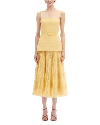 Oscar de la Renta - Sleeveless Square Neck Mixed Media Dress