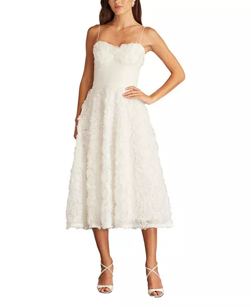 greer rosette applique midi dress