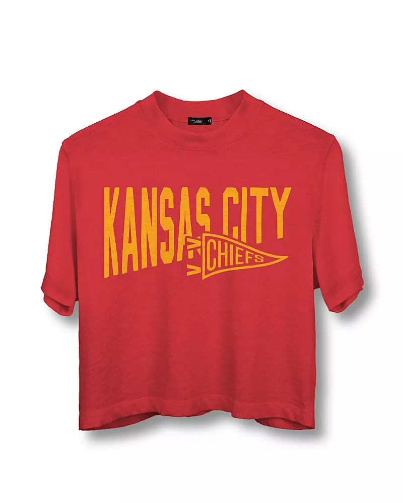 Junk Food Clothing Nfl Women's Kansas City Chiefs Dual Threat Mock Neck Crop Tee