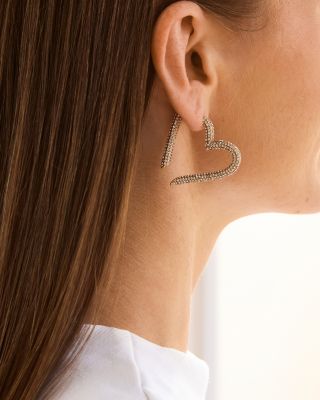 Emory Pav&eacute; Heart Front to Back Earrings