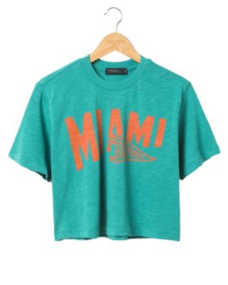 Junk Food Clothing - Women's NFL Miami Dolphins Dual Threat Mock Neck Crop Tee