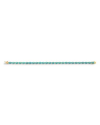 14K Yellow Gold Turquoise & Diamond Evil Eye Flex Bracelet