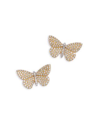 Bloomingdale's Fine Collection - 14K Yellow Gold Diamond Butterfly Stud Earrings, 0.75 ct. t.w.