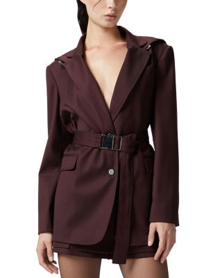 Pinko Cortez Belt Waist Hooded Blazer