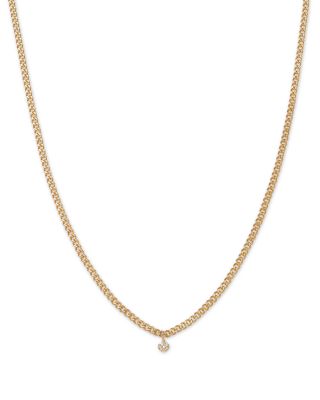 Zoë Chicco - 14K Yellow Gold Prong Diamond Pendant Necklace, 14-16"