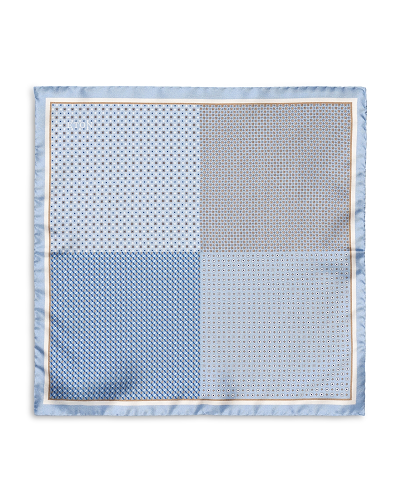 Eton Four Sided Silk Pocket Square In Blue